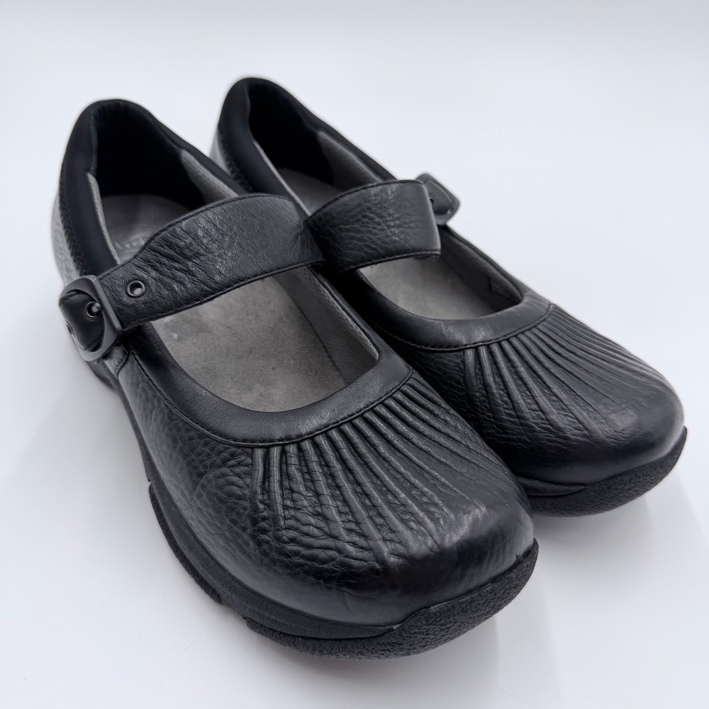 Dansko Black Leather Pleated Toe Mary Jane Clogs Shoes 5410020200 EU 40 US 9.5